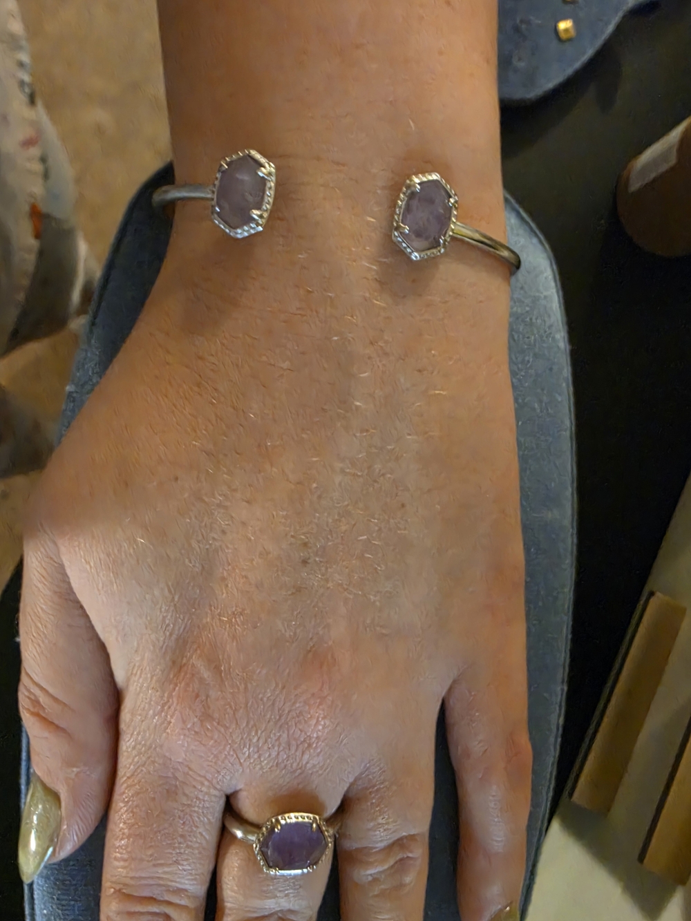 KENDRA SCOTT DAPHNE FRAME AMETHYST RING Sz 8 AND BRACELET